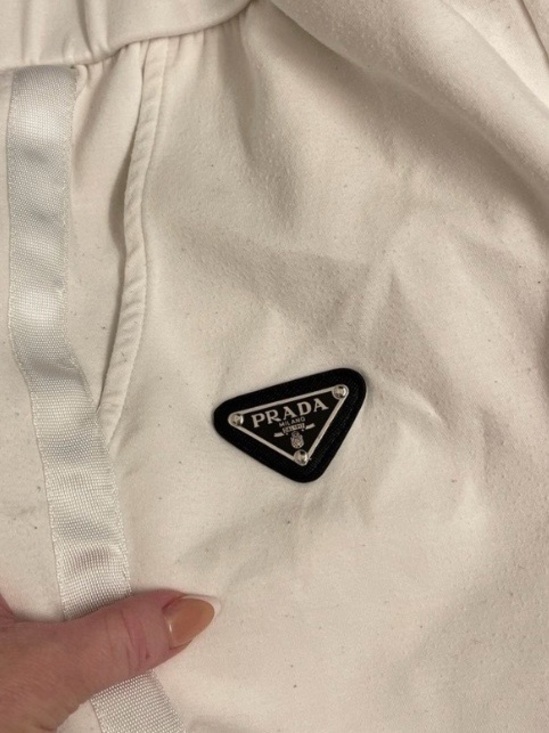 Prada Pants - Prada White Woman’s Pants With Black Logo Plaque